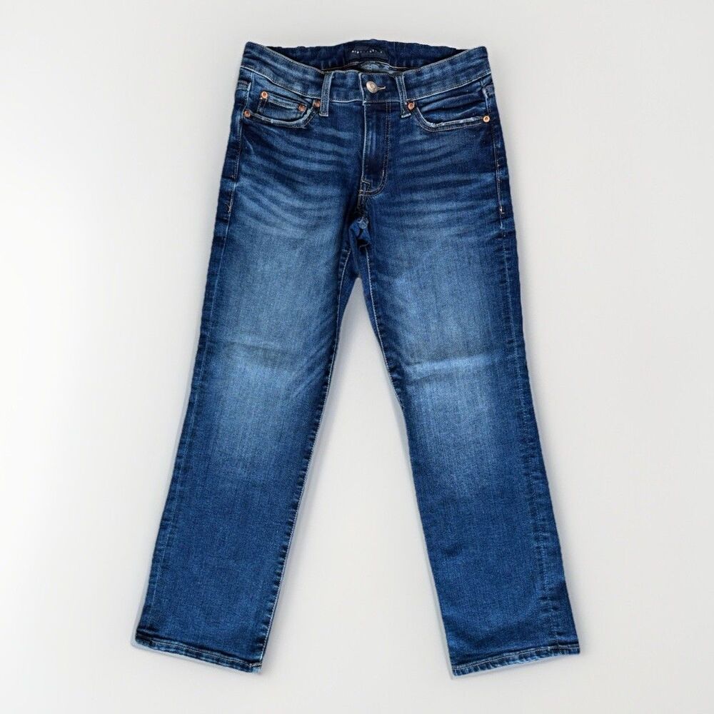 Aeropostale Women's Mid Rise Straight Crop Jeans in Dark Blue Size 2